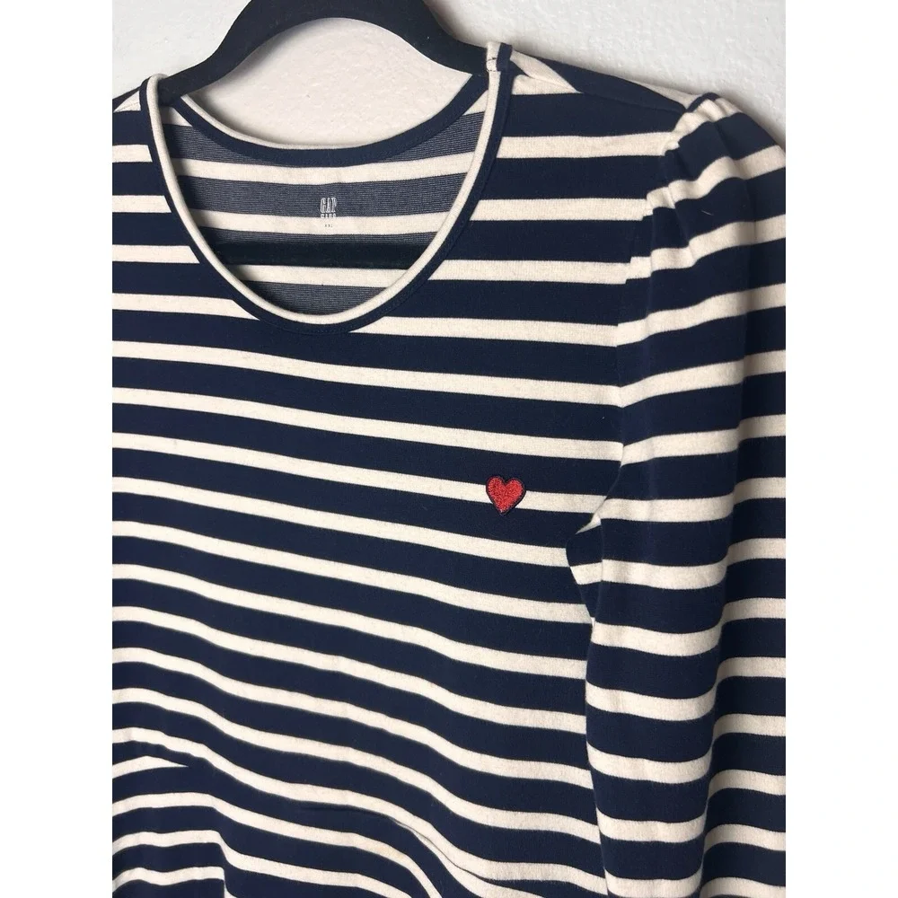 Gap Kids Dress Girls XXL 14-16 Navy Stripe Knit Stripe Long Sleeve Cotton Preppy